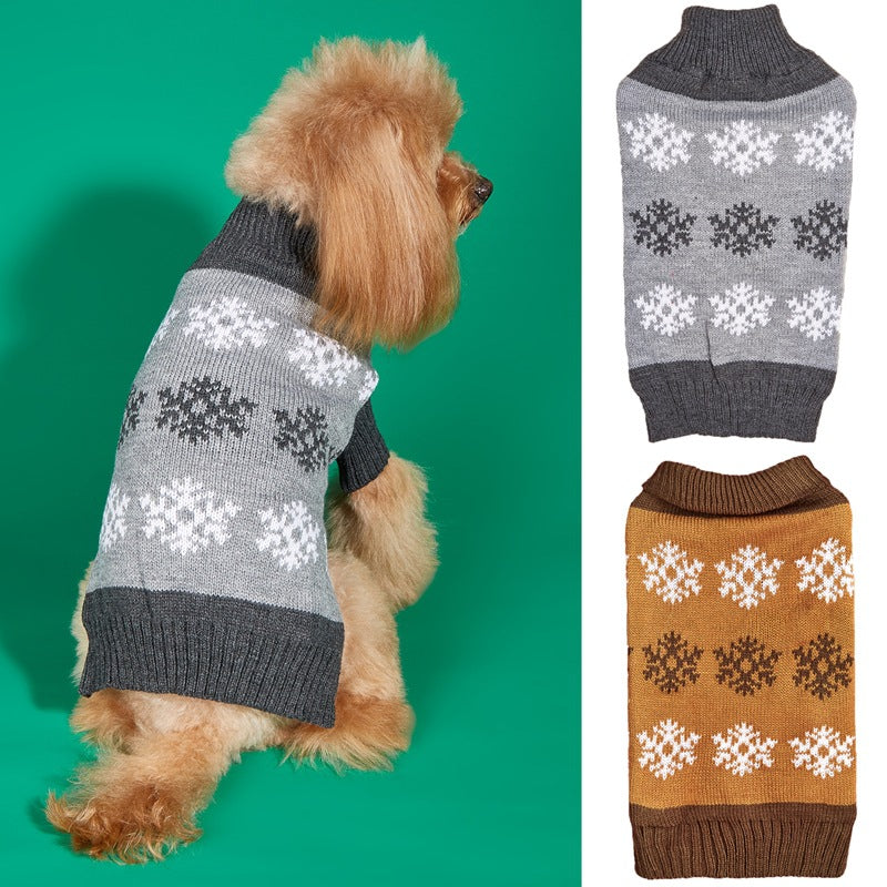 Snowflake Knit Dog Sweater