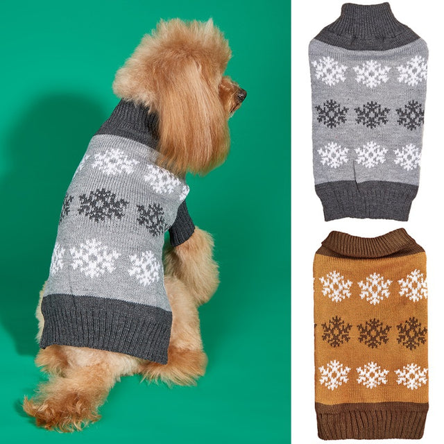Snowflake Knit Dog Sweater