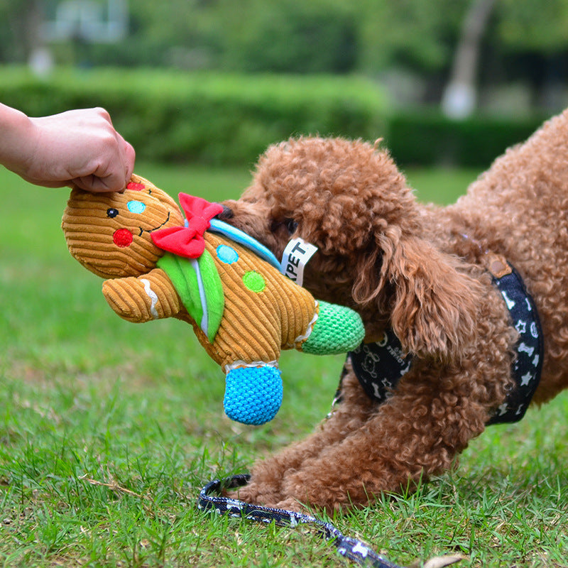 Gingerbread Man Squeaky Dog Toy