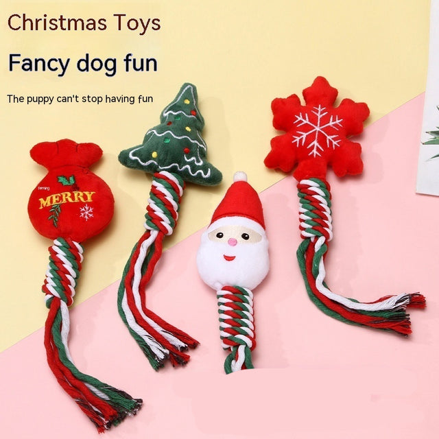 Christmas Rope & Plush Dog Toy