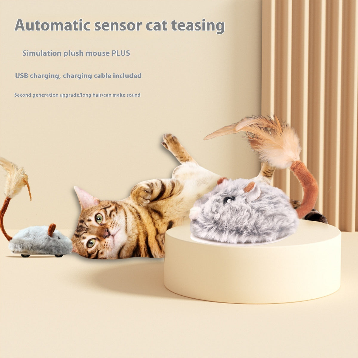 Rechargeable Plush Mouse Cat Toy – photo 5