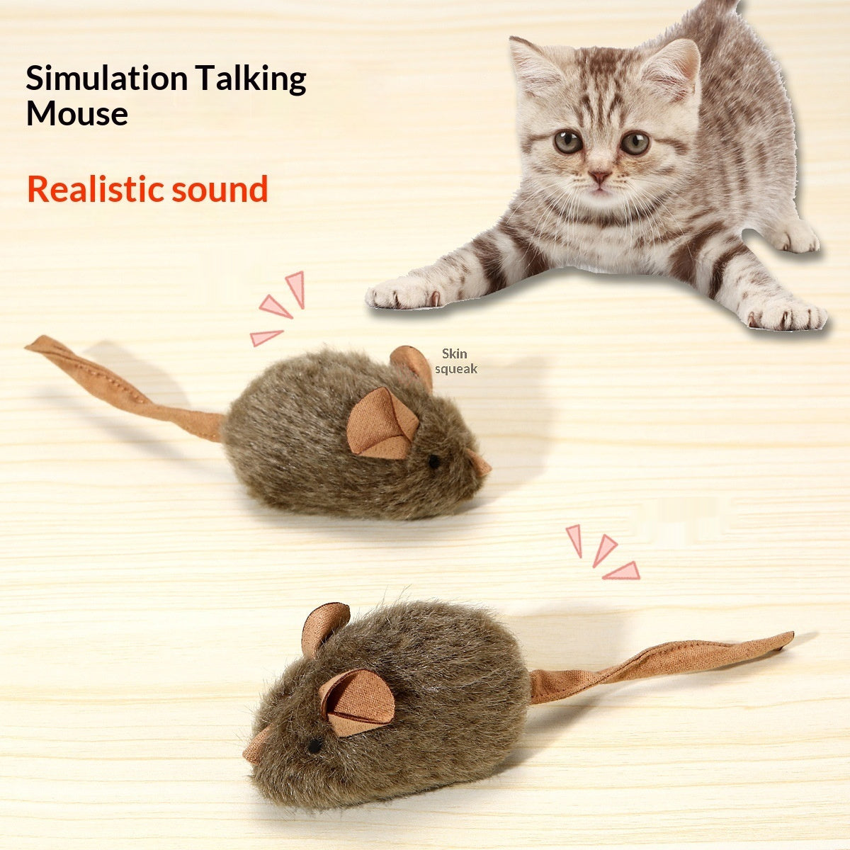Squeaky Plush Mouse Cat Toy – photo 4