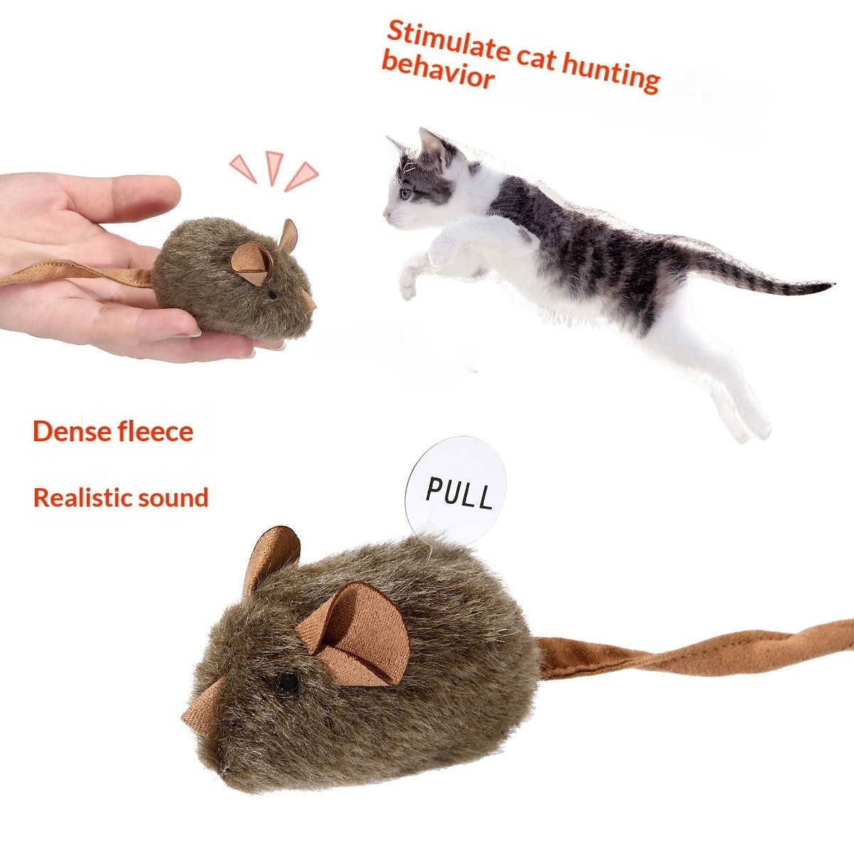 Squeaky Plush Mouse Cat Toy – photo 3
